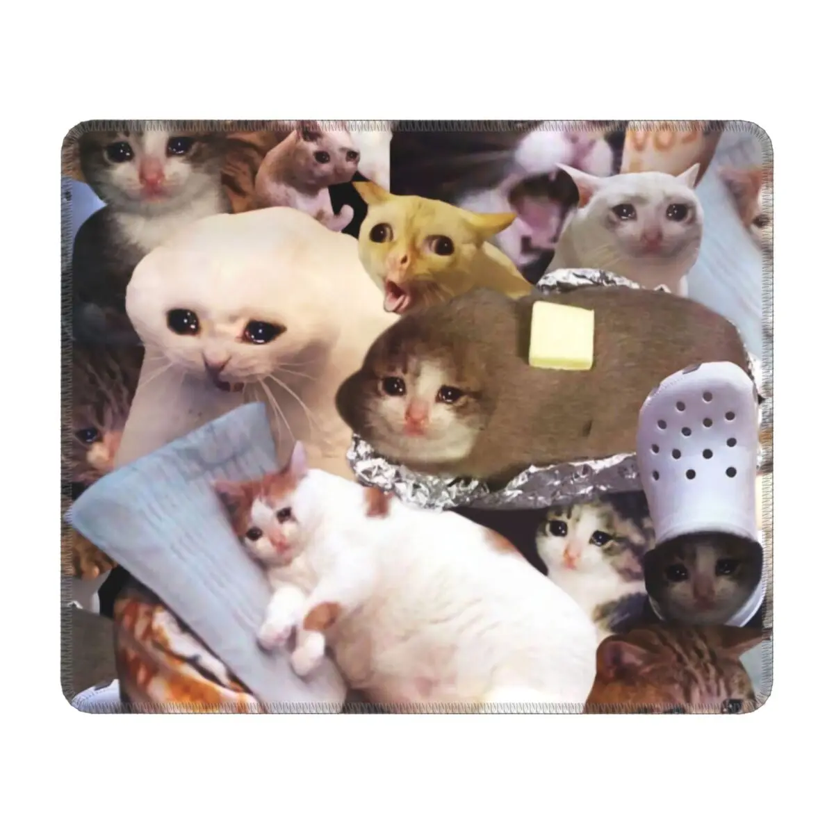 Crying Cat Memes Mouse Pad Non-Slip Rubber Base Gaming Mousepad Accessories Animal Office Decor Cover Computer PC Table Mat