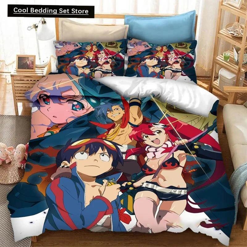 

3D Printed Anime Tengen Toppa Gurren Lagann Duvet Cover Bedding Set Double Twin Full Queen King Adult Kid Bedclothes Quilt Cover