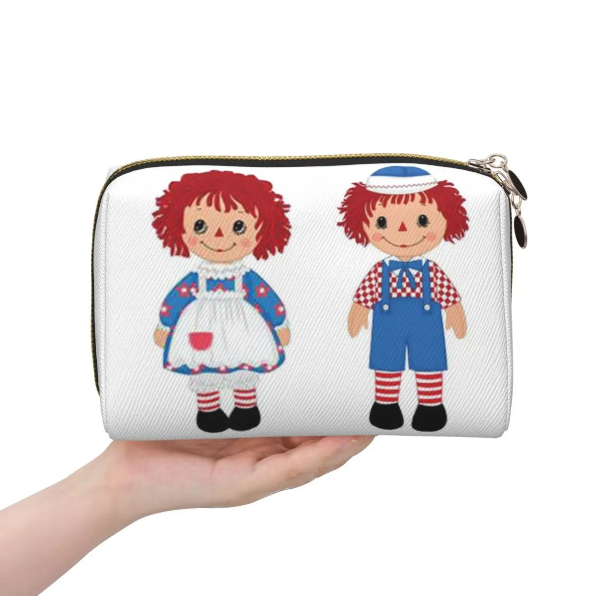 Raggedy ann e raggedy andy as bonecas vintage mulheres sacos de cosméticos viagem organizador de maquiagem bolsa de armazenamento de higiene pessoal dopp kit caixa