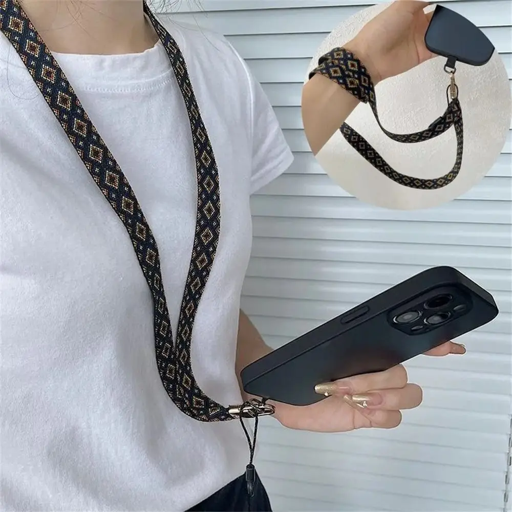 Universal Cross-body Phone Lanyard Ethnic Style Advanced Mobile Phone Chain Extended Embroidery Cellphone Strap Neck Hanging