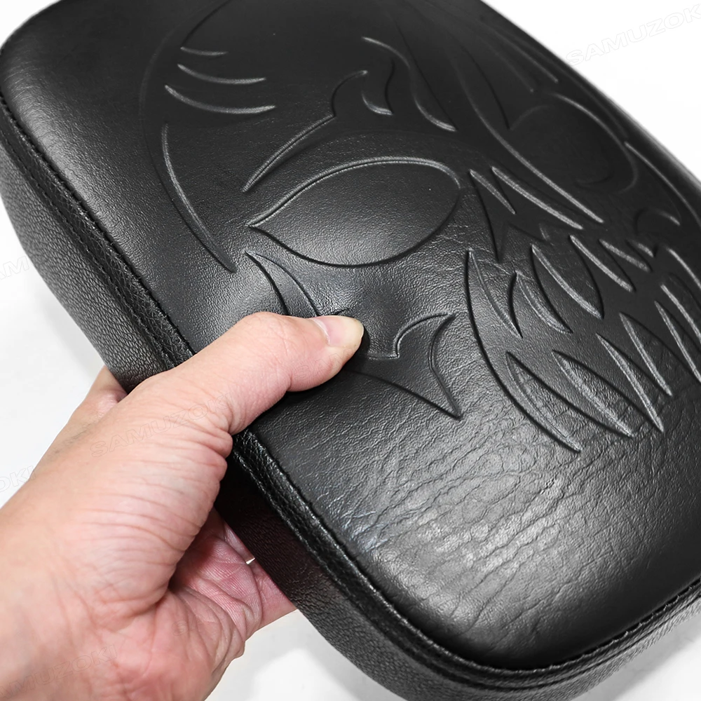 Black Rear Passenger Cushion 8 Suction Cups Pillion Pad Seat For Harley Dyna Sportster Softail Touring XL 883 1200
