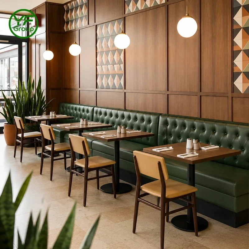 Custom Banquette Booth Seating Tufted Chesterfield Restaurant Furniture Vinyl Upholstered L Shapes for Cafe Bar Hotel