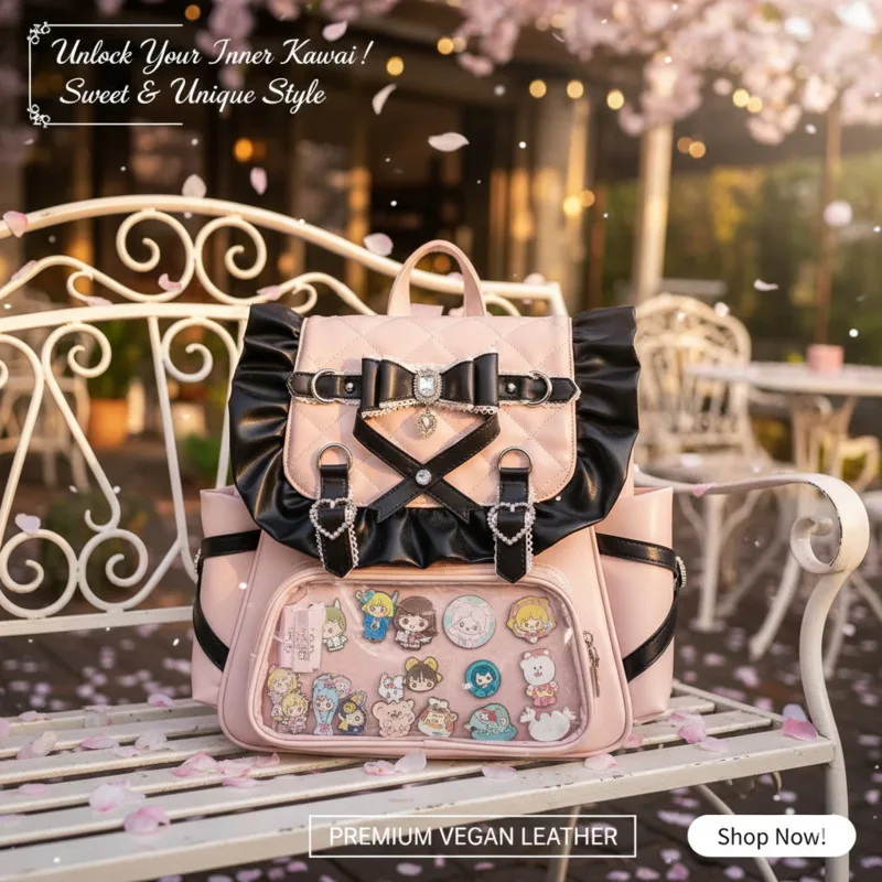 

Bow Itabag Backpacks Butterfly Knot Girls Love PU Y2K Diamond Grid Sweet Cute Girl Ins Versatile Hollow Out Backpacks Itabag New