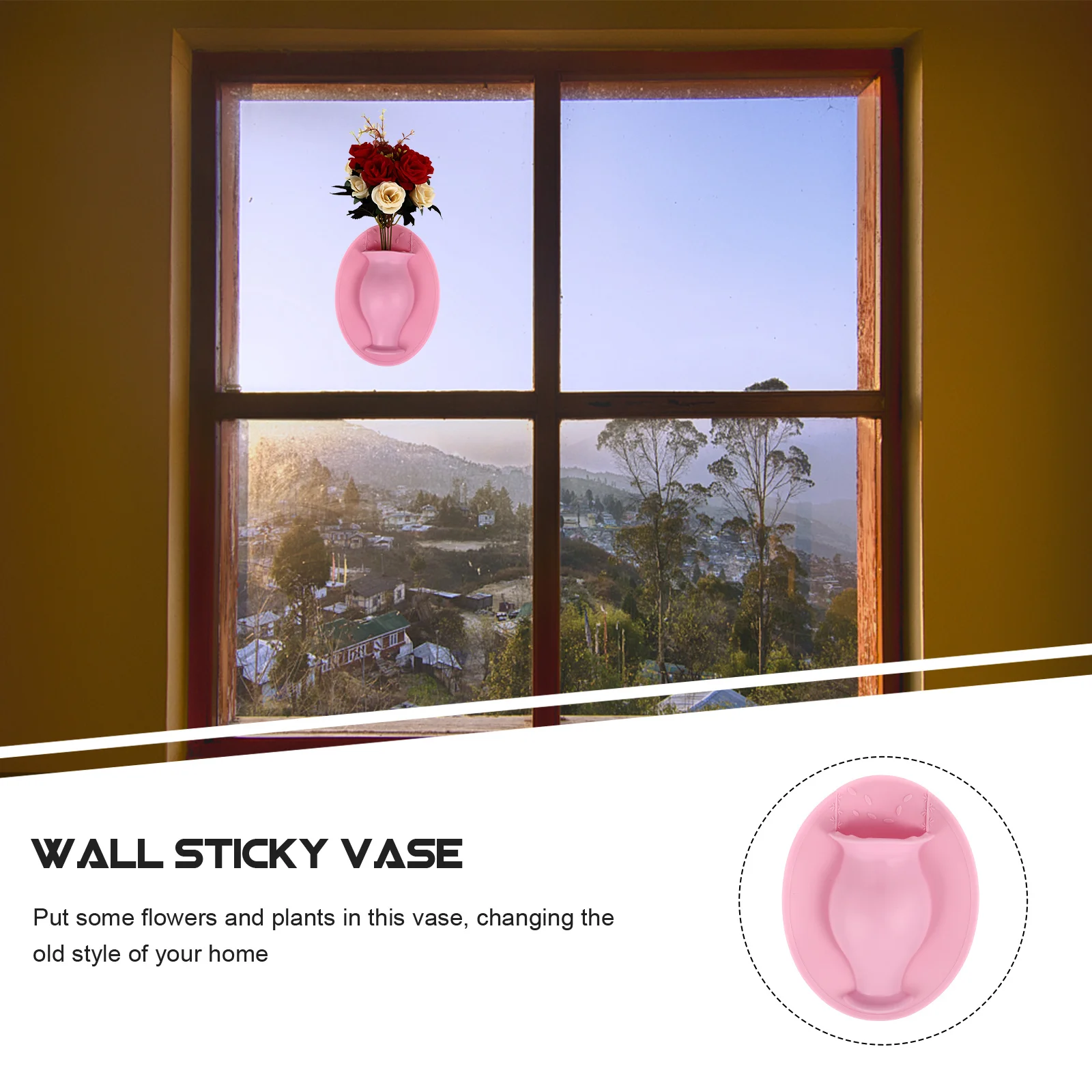 

Sturdy Silicone Reusable Wall-Mounted Flower Pot Wall Sticky Vase Ornament For Home Decoration Wall Hanging Vase Flower