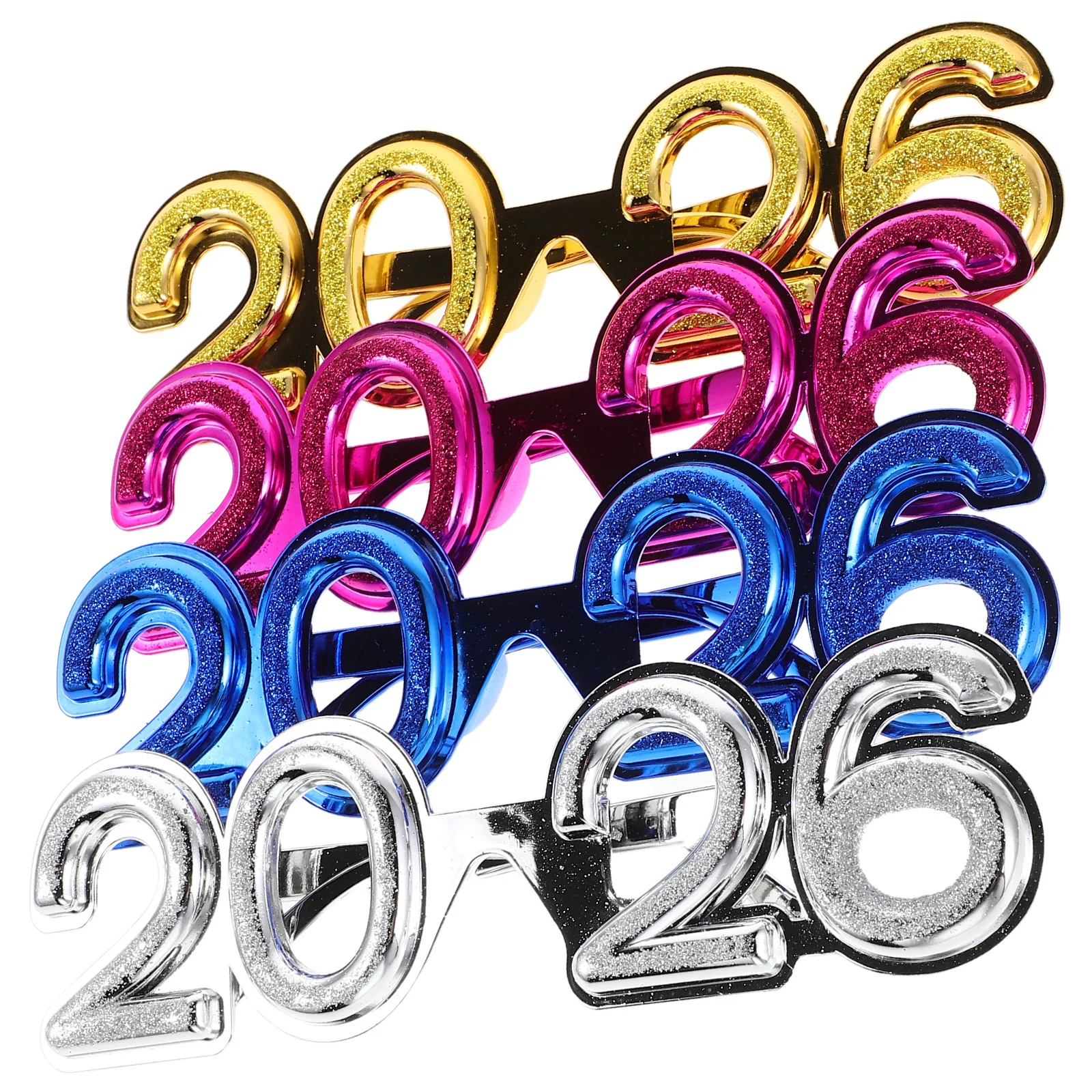 

4Pcs New Year Party Glasses 2026 Number Eyewear Lightweight Plastic Photo Props Decorative Holiday Accessories