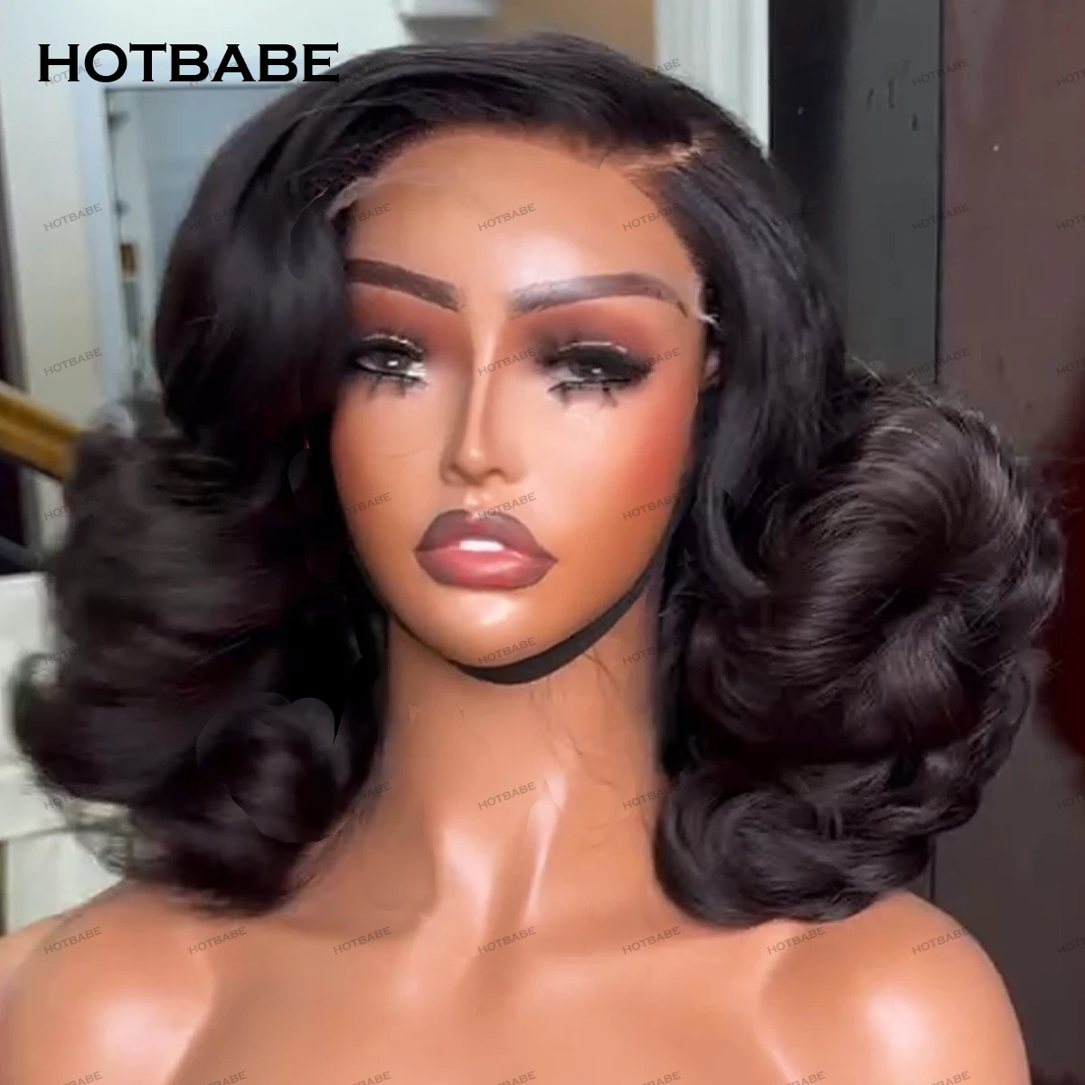 400 Density Super Double Drawn Bouncy Curly Wear And Go Glueless Wigs Human Hair 13x6HD Lace Frontal Wig 100% Human Hair HOTBABE