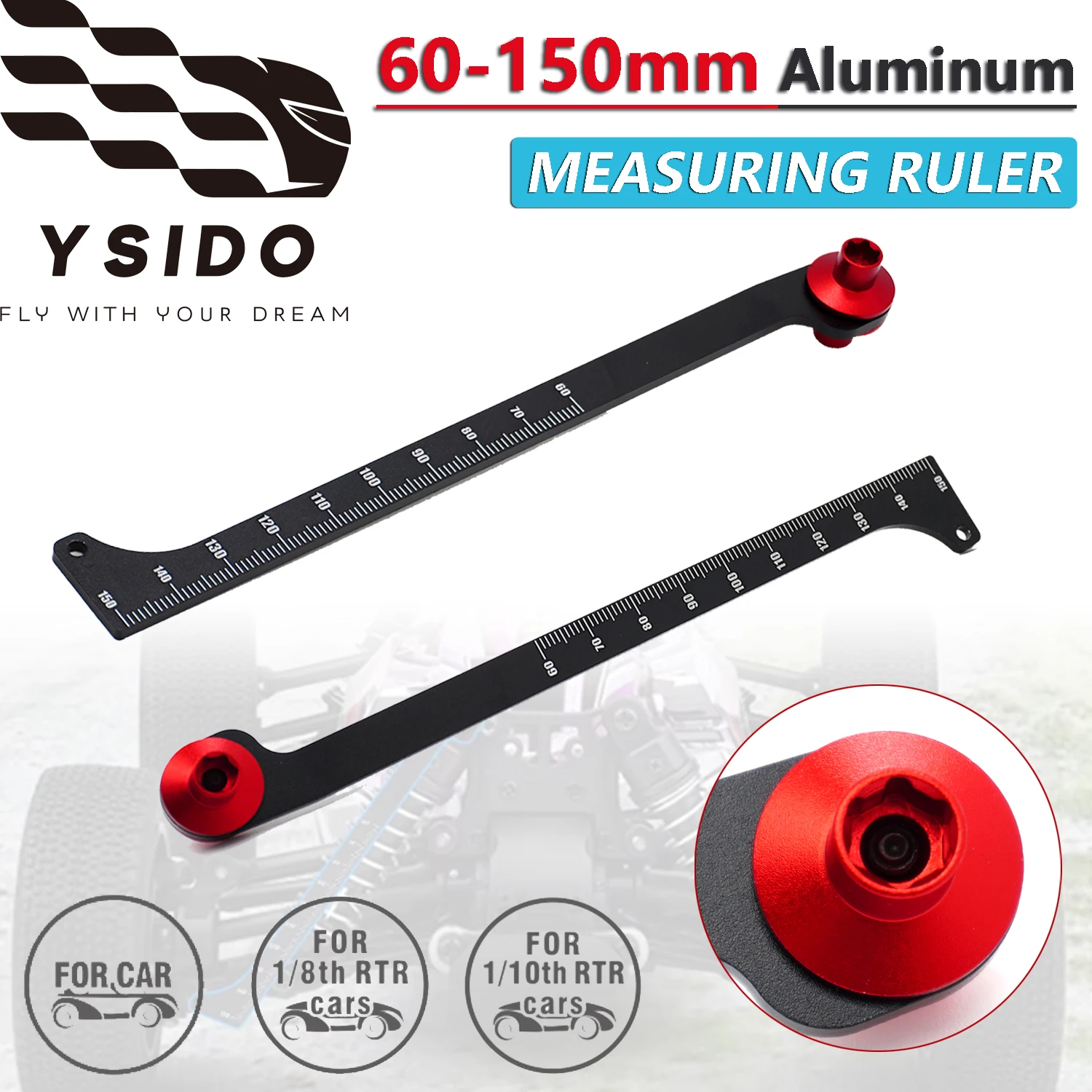 

1:8 1:10 RC Off-Road Vehicle Truck Buggy Cars Measuring Tool Shock Absorber 60-150mm Measuring Ruler for Traxxas HPI Axial Scx10