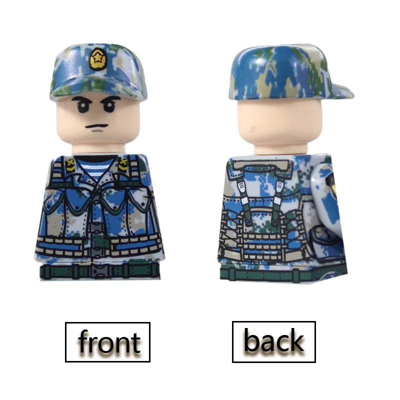 MOC – figurines d'officiers de la marine, soldats militaires, blocs de construction, pilotes de Camouflage, accessoires de navires d'avion, casques, jouets pour enfants