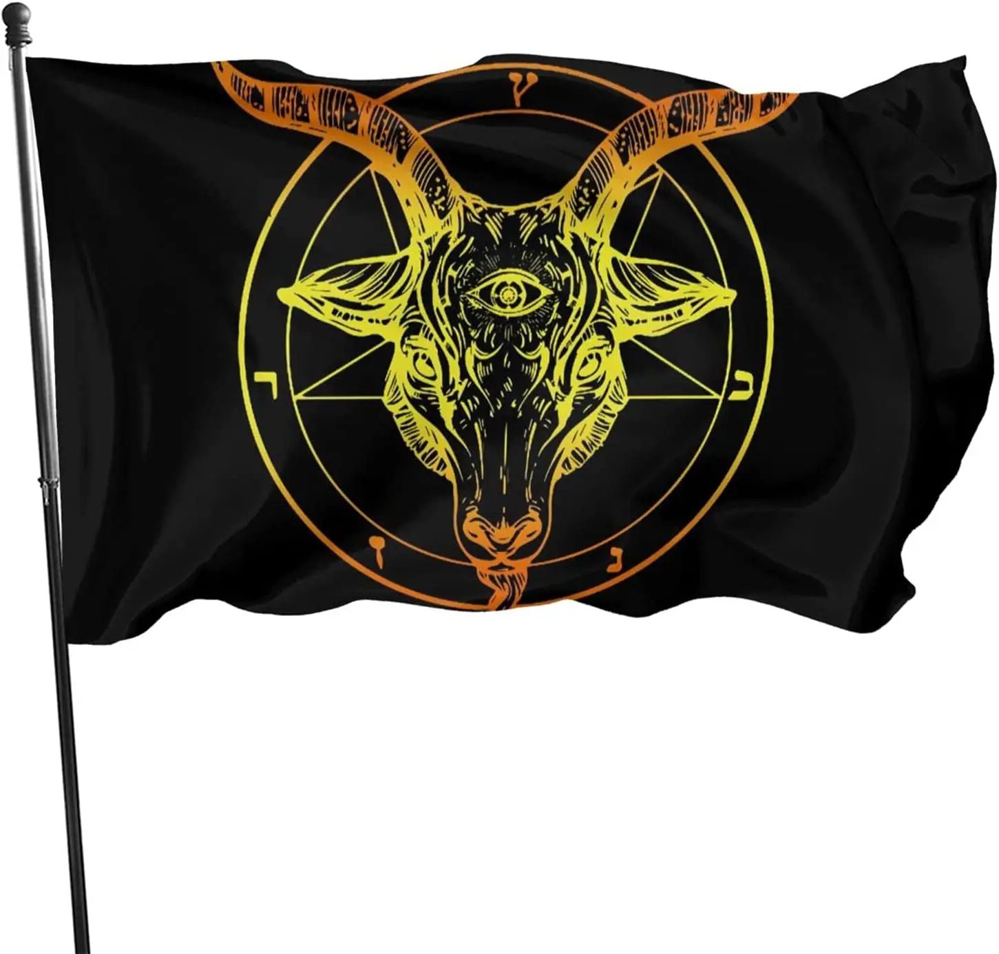 Pentagram Demon Baphomet Satanic Goat Head Third Eye Garden Flag   Outdoor Banner Sign Party Parade Breeze Home Fade Proof Flags