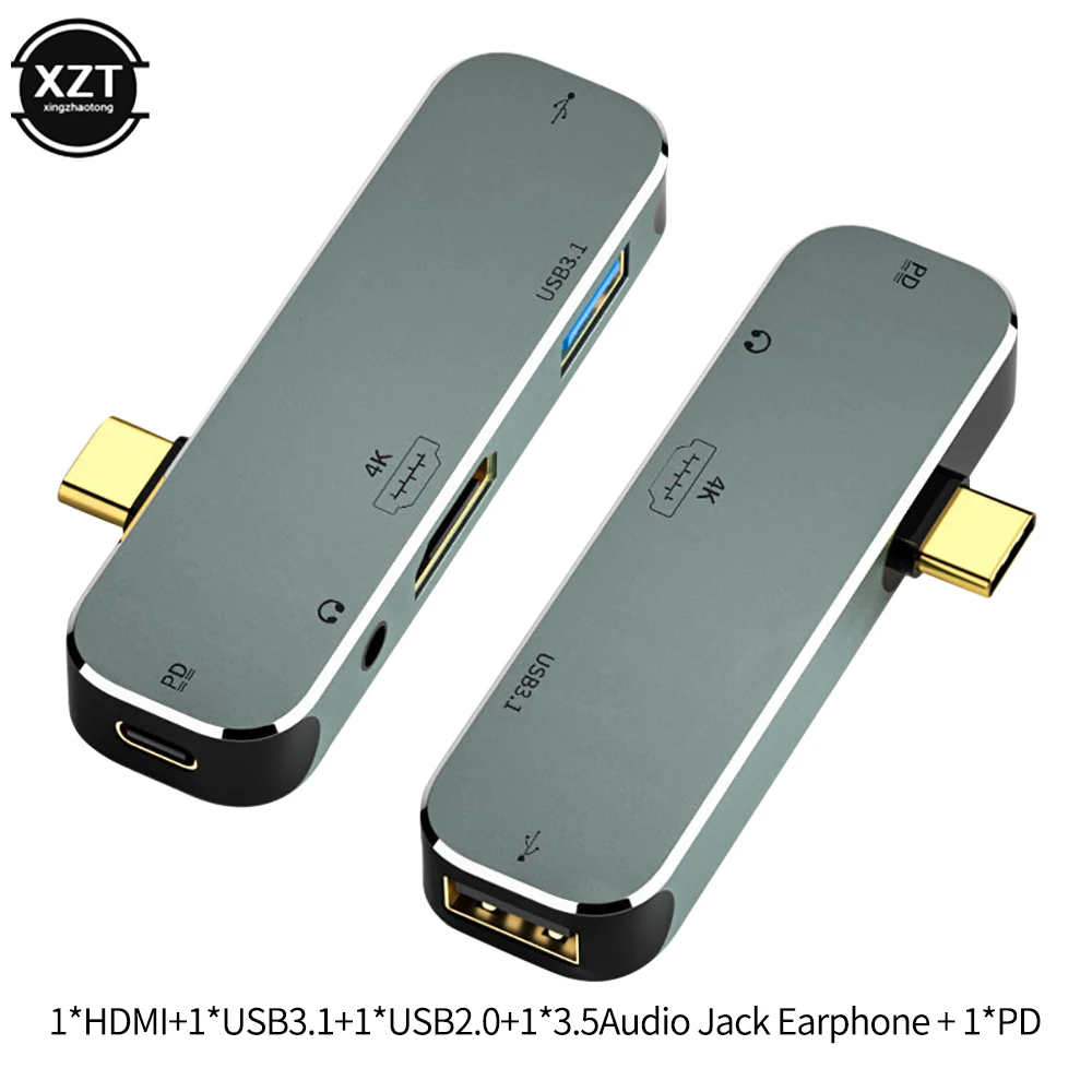 USB C Extender Type C Dock 4 in 1 Hub with 3.5mm Jack Headset Adapter USB 3.1 3.0 2.0 Cable Converter for Macbook HUAWEI Xiaomi