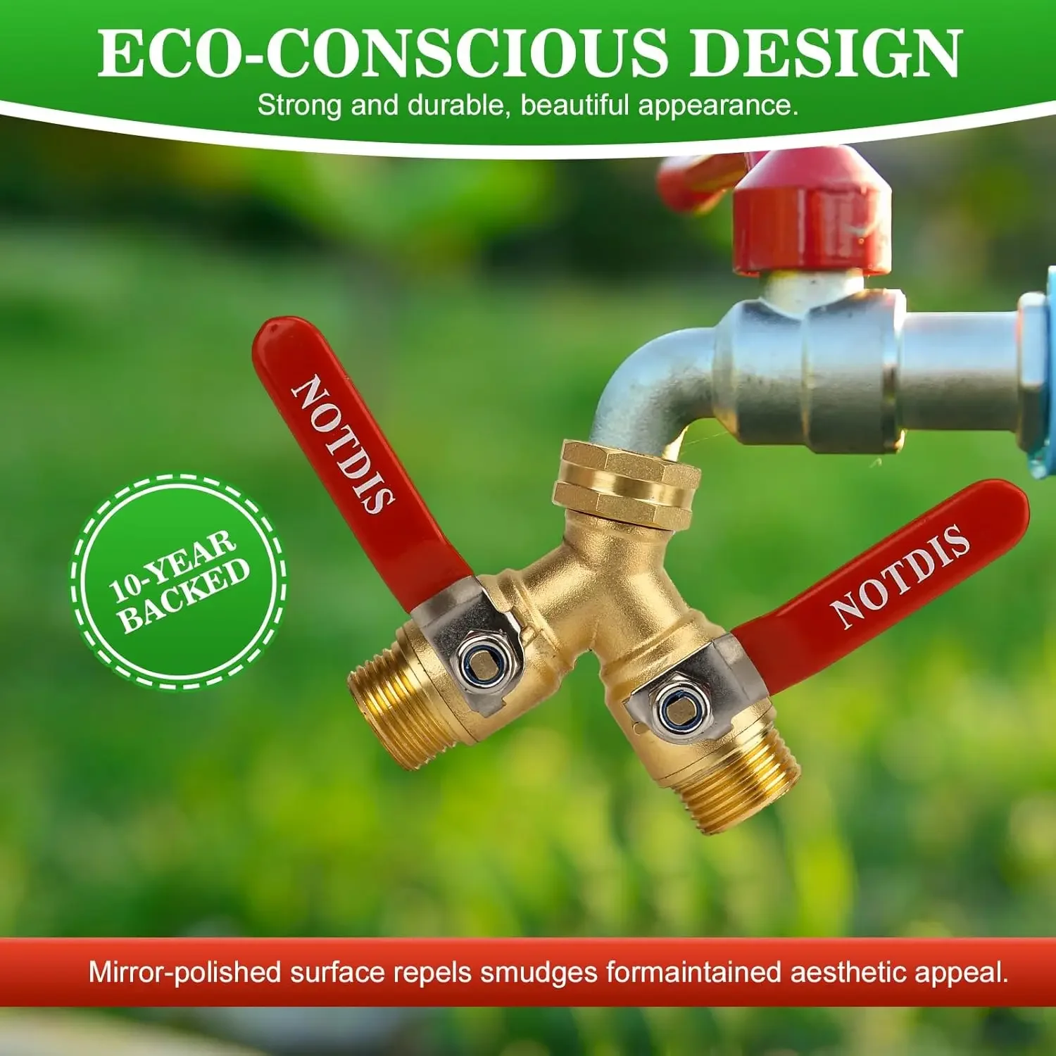 yesY Valve 3/4 Inch GHT Thread Hose Splitter 2 Way Heavy Duty Brass Garden Hose Splitter Outdoor Full Flow Hose Splitter Connec