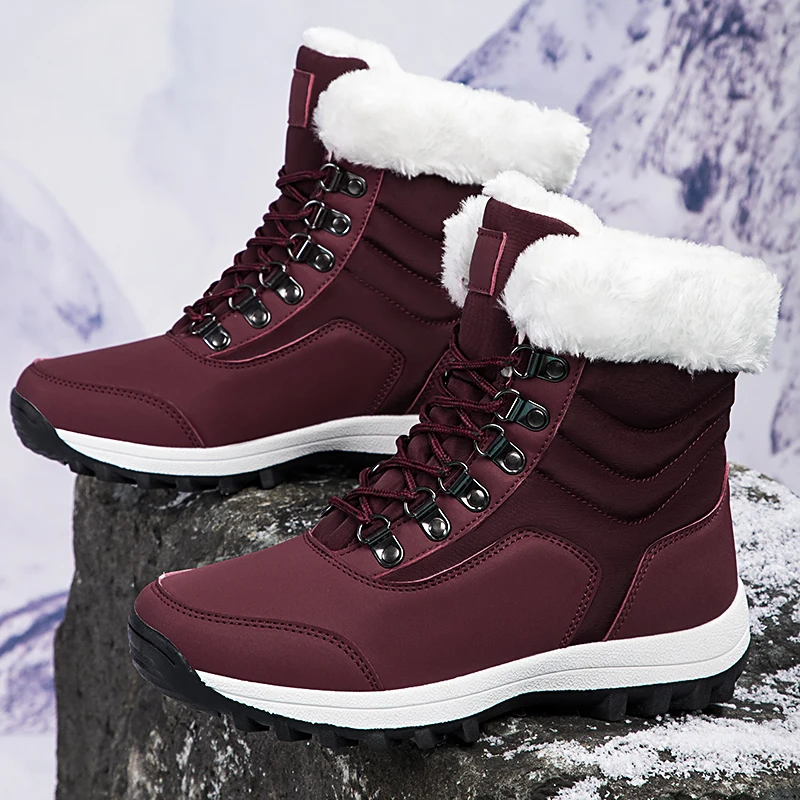 High-top Plus Velvet Women\'s Snow Boots Comfortable Non-slip Women Cotton Shoes Outdoor Waterproof Boots Warm Women Sports Shoes