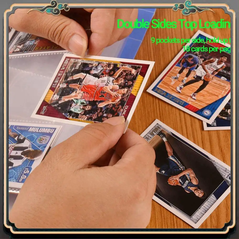 

Премиум 100X карманов, двусторонние рукава для страниц коллекционных карточек, 9 карманов, прозрачные пластиковые защитные пленки для игровых карт, подходят для 3-кольцевых переплетов