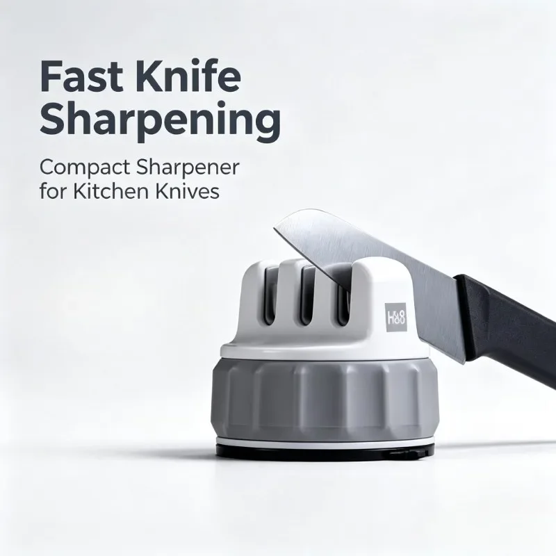 Huohou Mini Knife Sharpener One-handed Sharpening Super Suction Kitchen Sharpener Tool Sharpening Stone for Home