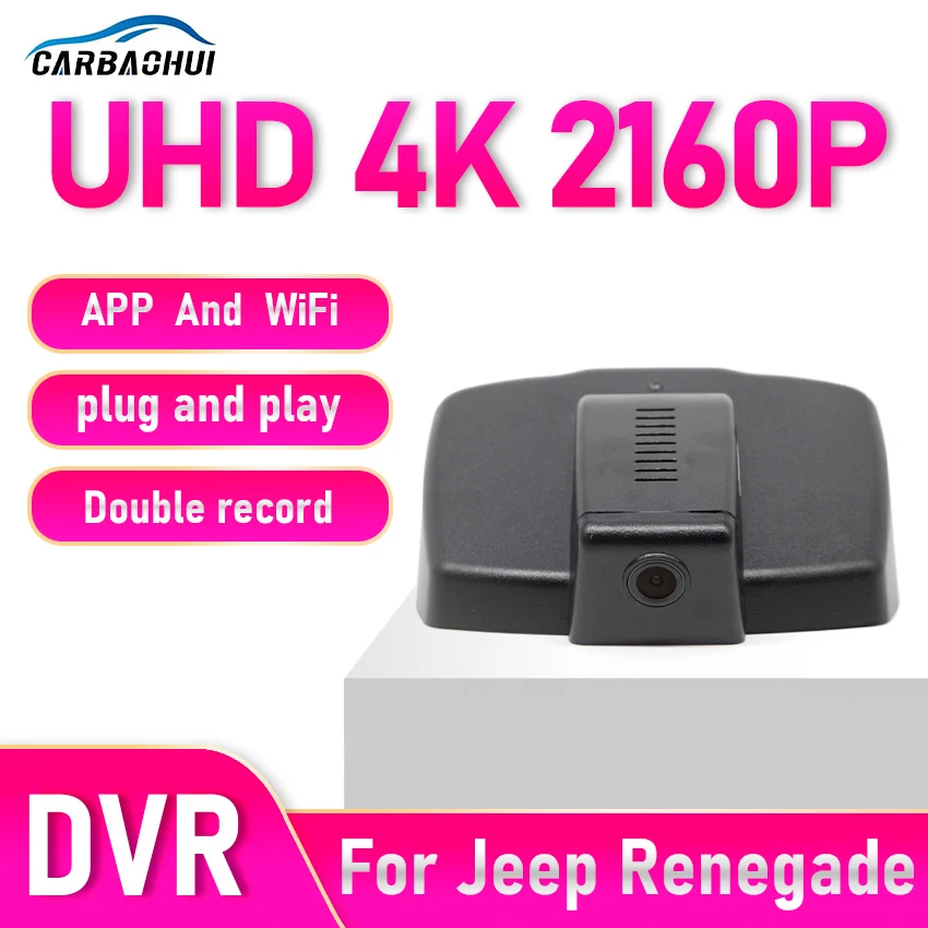 Vorder- und Heck-Dashcam Plug-and-Play für Auto-Kamera-Recorder Dashcam WIFI Auto-DVR Aufnahmegeräte für Jeep Renegade 2015-2024