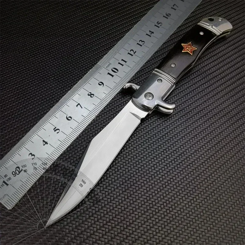 New Russian Finka NKVD KGB Assist Folding Knife Outdoor Survival Tool 440C Blade Wood Handle Tacitcal Hunting Knives Military