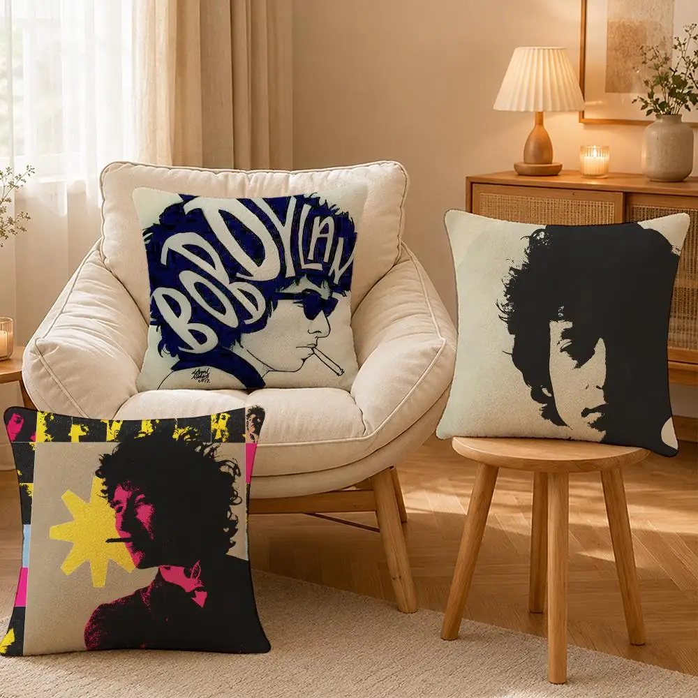 Singer Bob Dylan Folk Legend Cushion Cover Personalized Short Plush Cushion Cover Sofa Pillowcase Bedroom Home Decor Gift