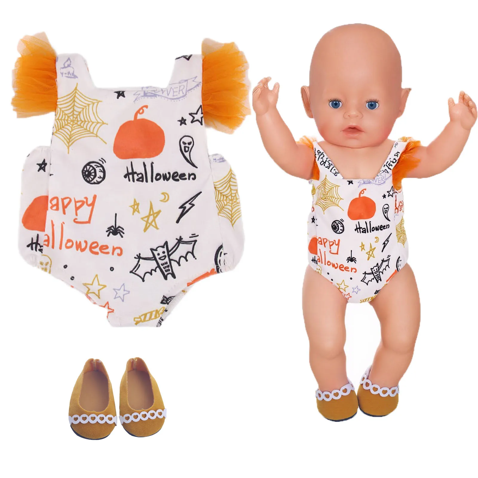 Ubranka dla lalek na Halloween dla lalek noworodków o wysokości 43 cm i akcesoria do sukienek dla lalek amerykańskich o wysokości 18 cali, ubranka dla niemowląt, prezent na Boże Narodzenie