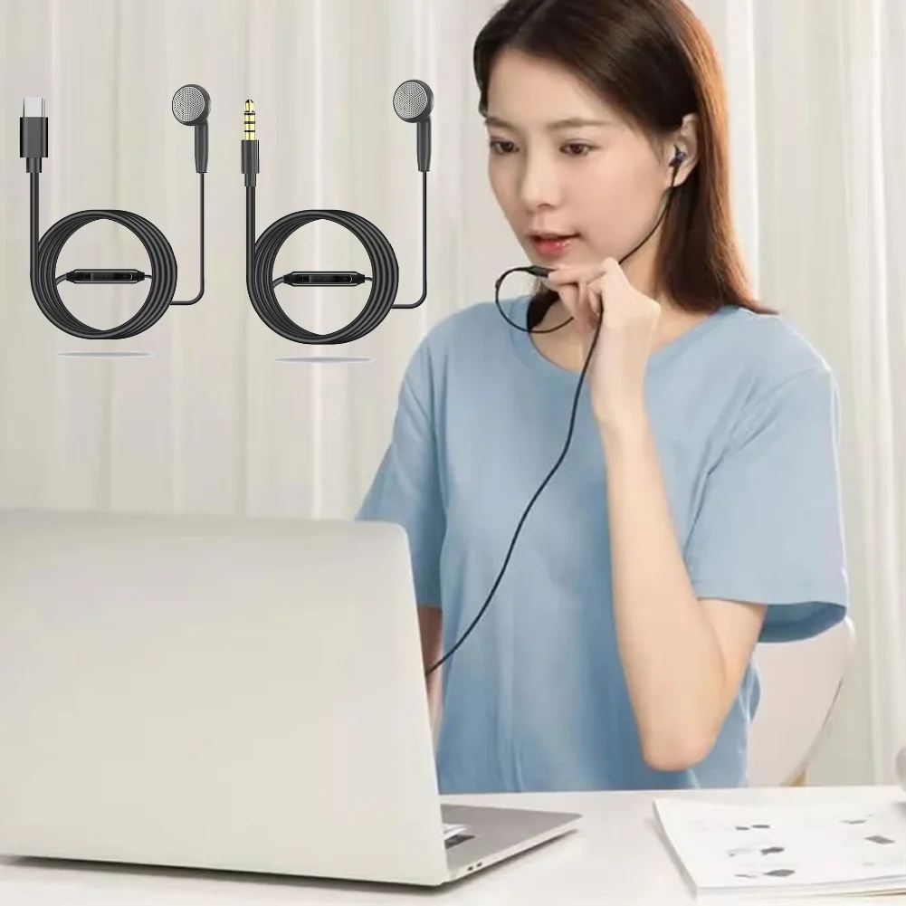 3.5mm/Type-c Wired Earbuds In Ear Headphone Single Side Mono Earphone with Microphone Volume Control One Side Earplugs for Phone