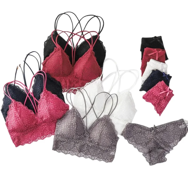 Women Lace Lingerie Set Push Up Bra Set Embroidery Underwear Set Sexy Bras Bralette Ultra-thin Bra Transparent Brief Sets