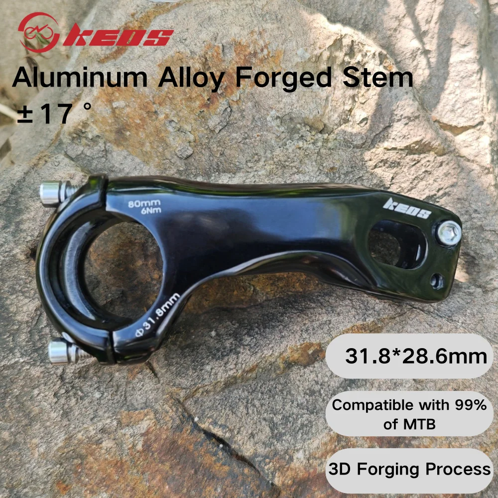 

KEOS MTB Bike Handlebar Stem -17°/17° 31.8mm CNC Aluminum Alloy 80/90/100mm Ultra-Lightweight for Mountain Bicycle (Adjustable)