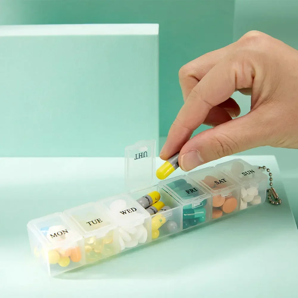 7 Days Medicine Pill Box Weekly Pillbox Case Plastic Square Pills Box Organizer Week Tablets Medicine Storage Medical Travel