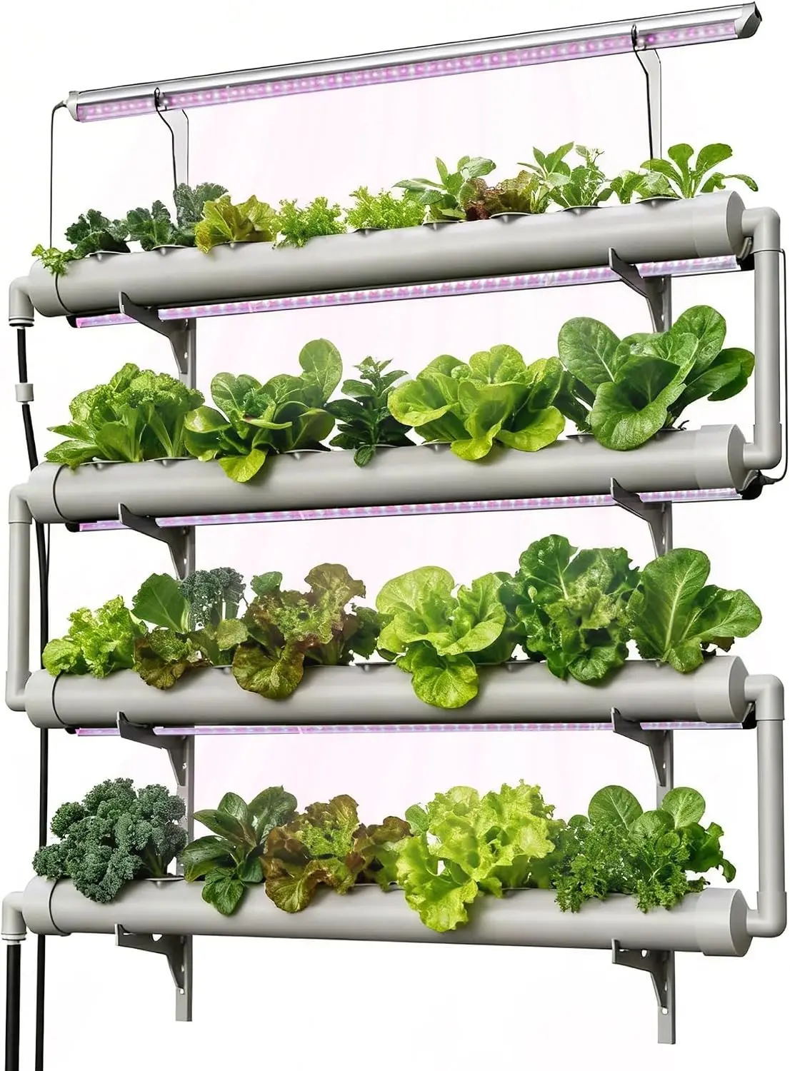 Hydroponics Growing System 36 Pods Wall Mounted Indoor Garden Full Spectrum Grow Lights Powerful Water Recycling Opaque PVC-U Hy