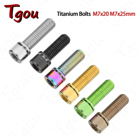 Tgou Titanium Bolt M7x20 M7x25mm Allen Key Screw with washer for Bicycle Stem Fixed Handlebar
