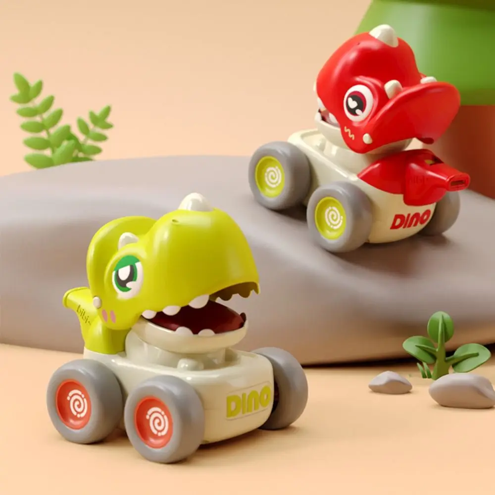 Cute Cartoon Press Return Toy Cars Whistle Plastic Press and Go Dinosaur Model Safety Push Dinosaur Press Back Car Boys