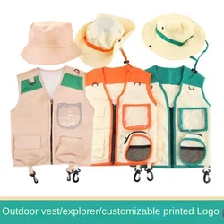 Hot Selling Children's Outdoor Explorer Clothing Vest Hat Camping Equipment Role Play Printing Logo