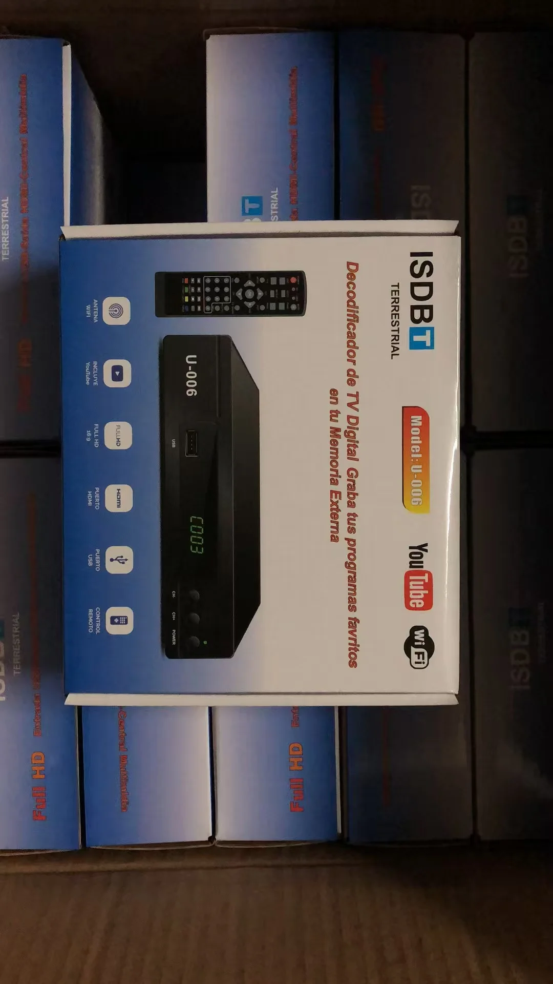 U-006 بيرو محول رقمي ISDBT TDT TV فك HD FTA ISDB-T استقبال موالف التلفزيون 1080P H.264 MPEG-4 Y0ضبط الصندوق العلوي