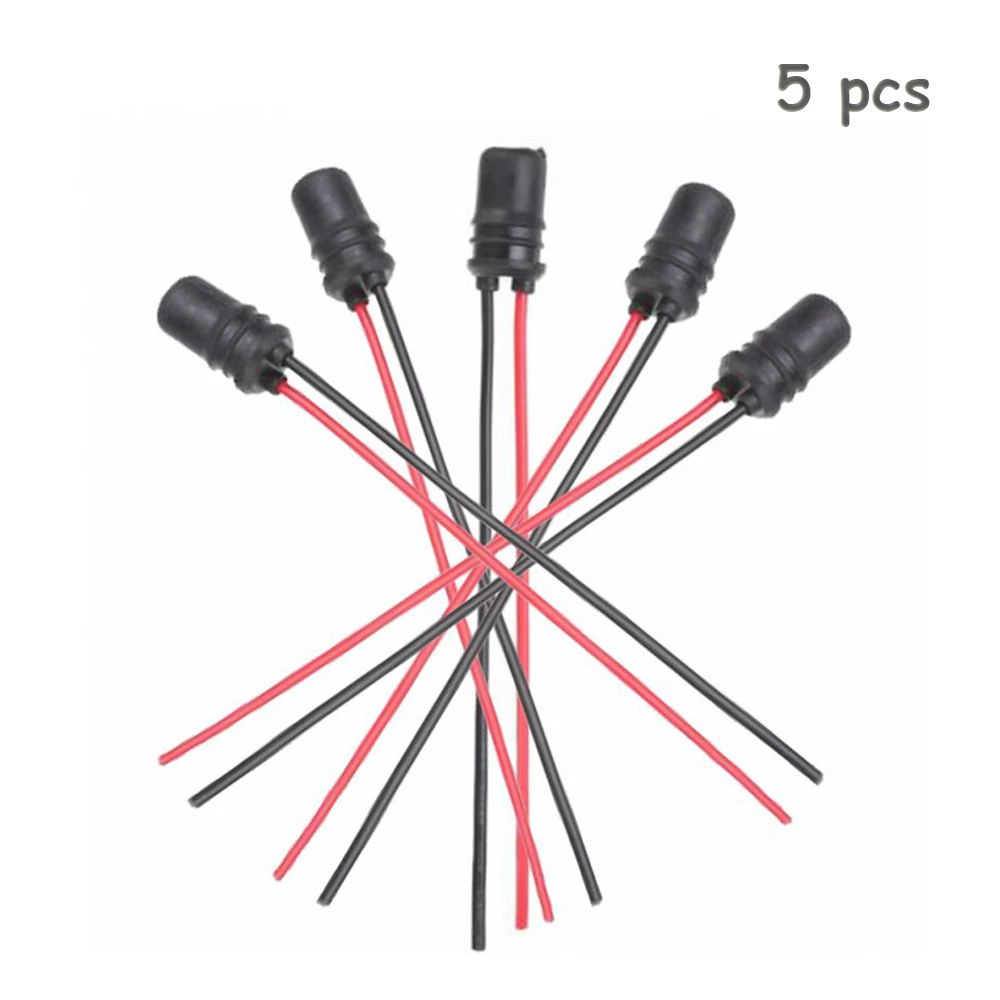 5 PCS lot T10 connector rubber straight with wires, w5w lamp connectors, T10 lamp holder, T10 auto lamp socket with wires