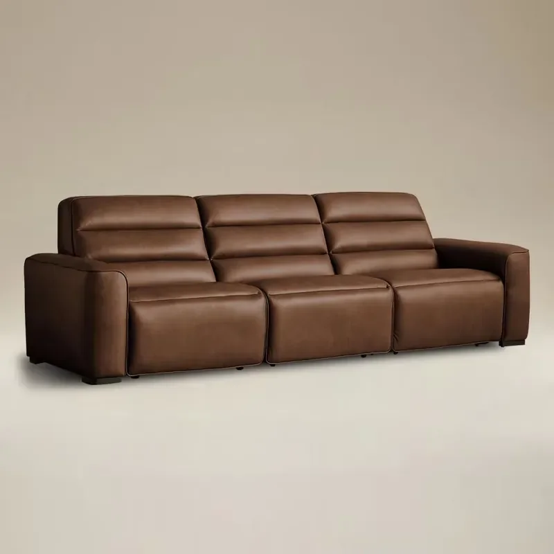 #Electric Recliner 3-Piece Set Top Grain Leather Sofa for Living Room
