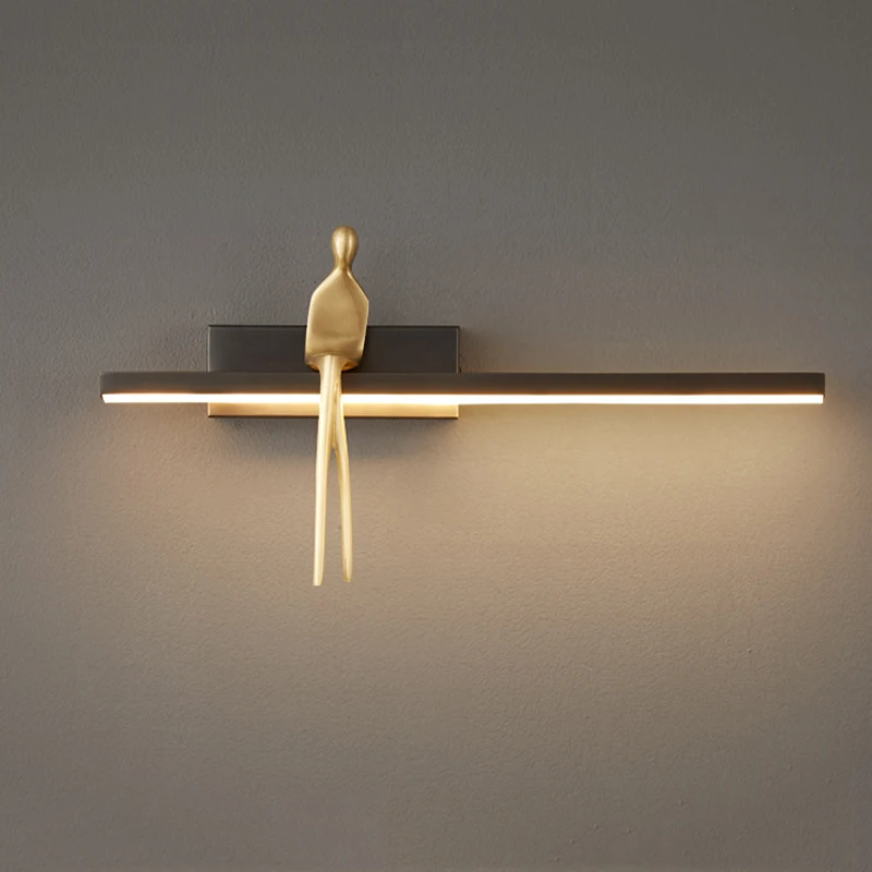 American Luxury Bedroom Bedside Strip Wall Lamp Ltlian Minimalist High-End Three Color Lamp Living Room Full Copper Spotlighting