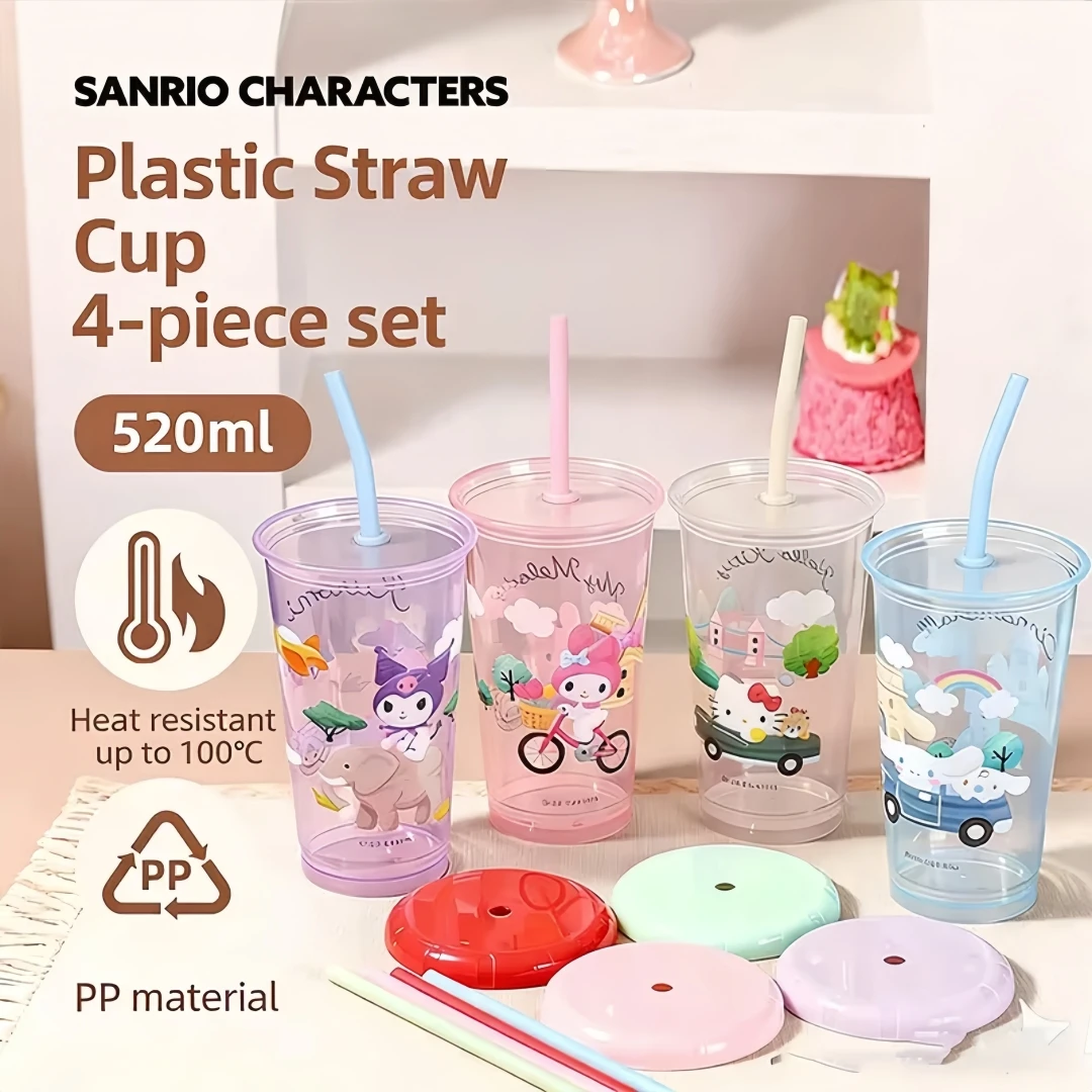 Miniso Sanrio Global Lifestyle Collection Series Straw Plastic Cup Student Campus Sharing Pack