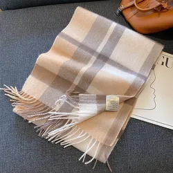 High Quality 100% Wool Scarf Women Simple Fashion Versatile Pure Wool  Muffler Female Korean Version Warm Thick Thermal Shawl