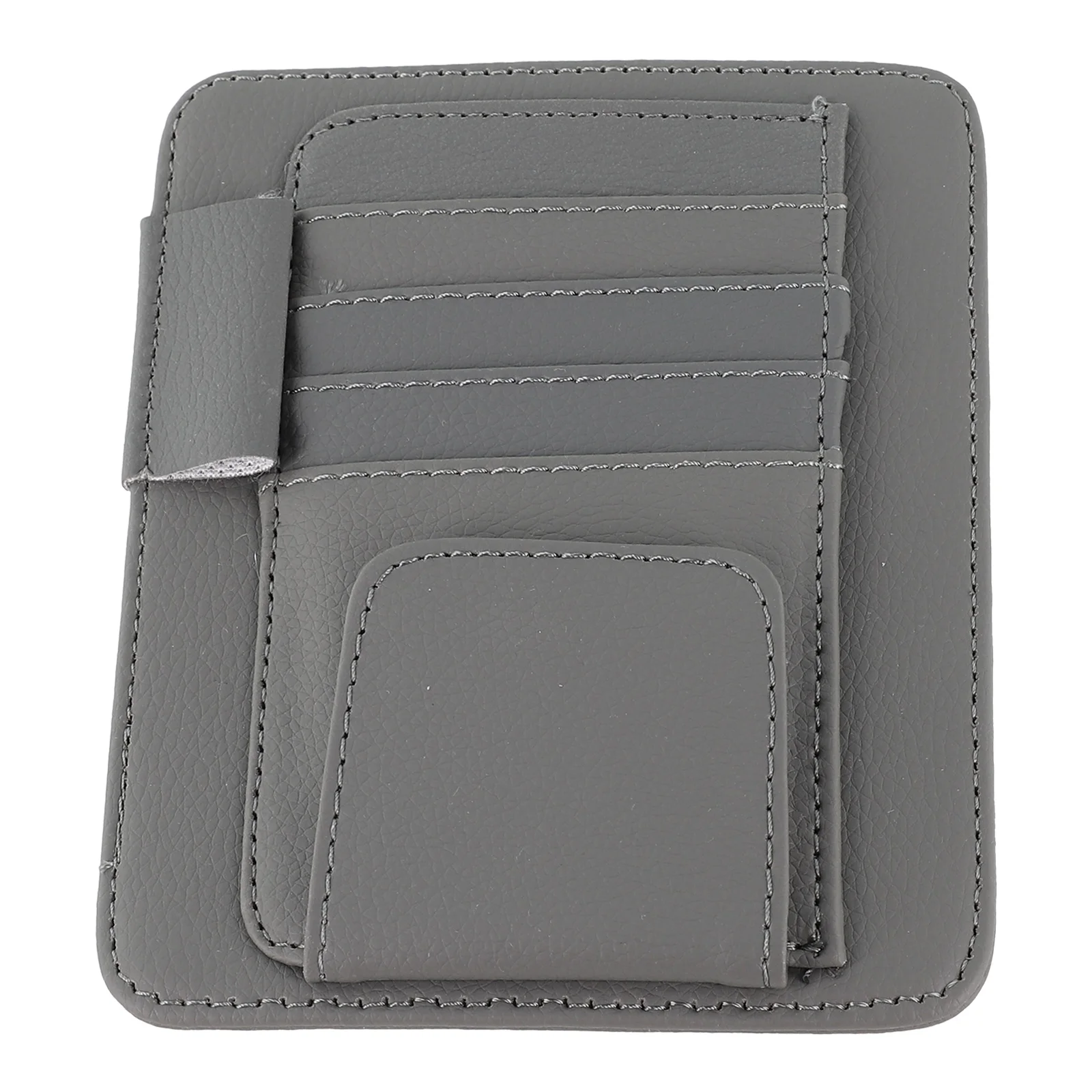 

Карман для хранения автомобильного солнцезащитного козырька из искусственной кожи с многофункциональными отделениями для карт для организации солнцезащитных очков, телефона и мелких предметов первой необходимости