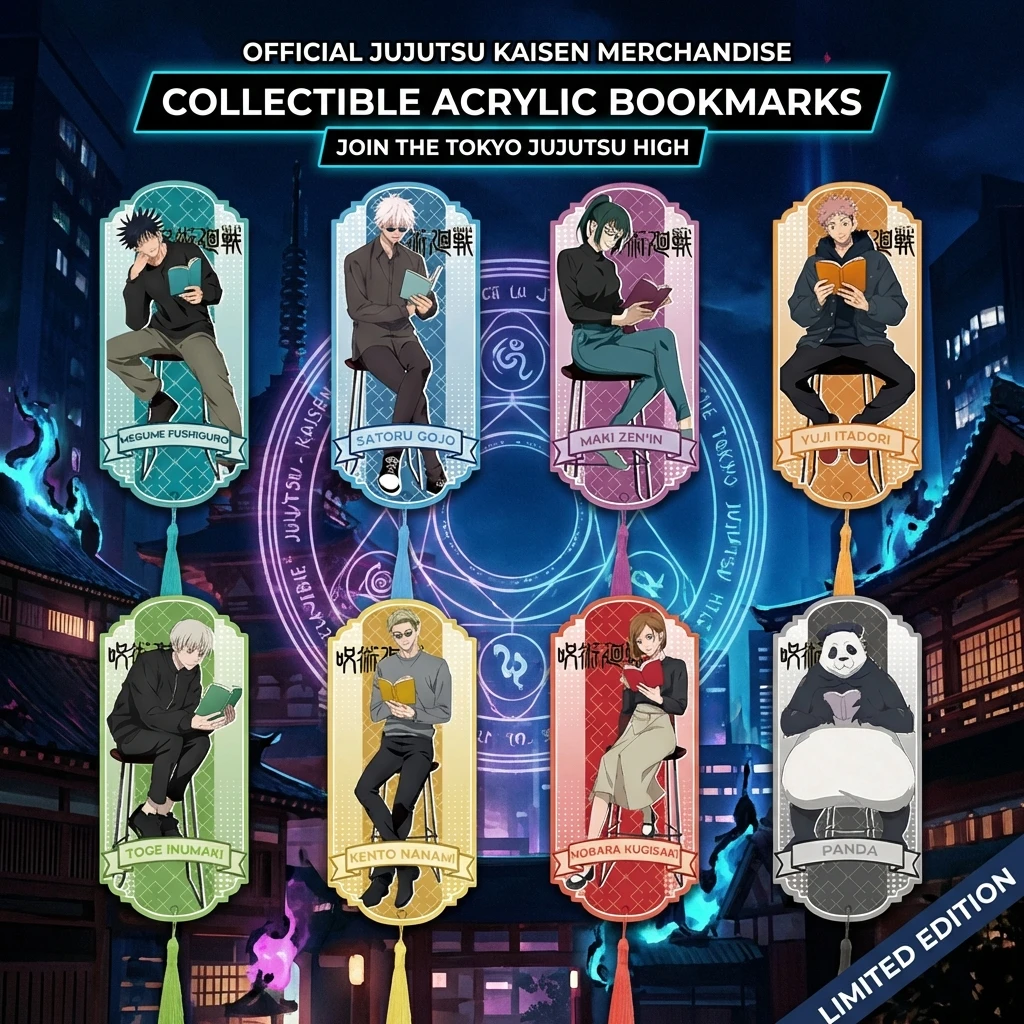 Marcapáginas de Acrílico con Borla de Jujutsu Kaisen, Serie de Anime y Manga, Impresión de Alta Definición, Mercancía Otaku, Regalo Coleccionable para Fans