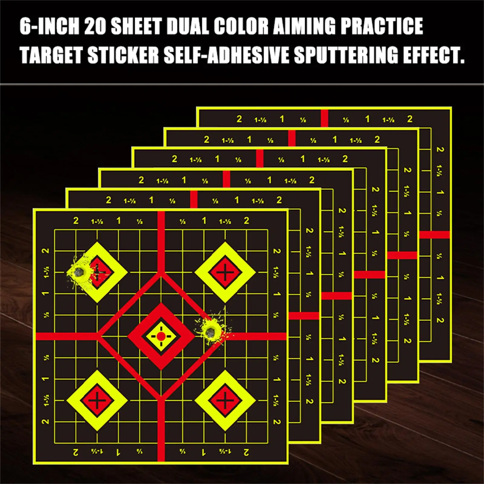20 Sheets/Pack 6inch Fluorescent Color Aiming Target Practice Splash Target Stickers Target Training Supplies Stickers Target Aiming Labels (Can Be Used for Aiming Practice)