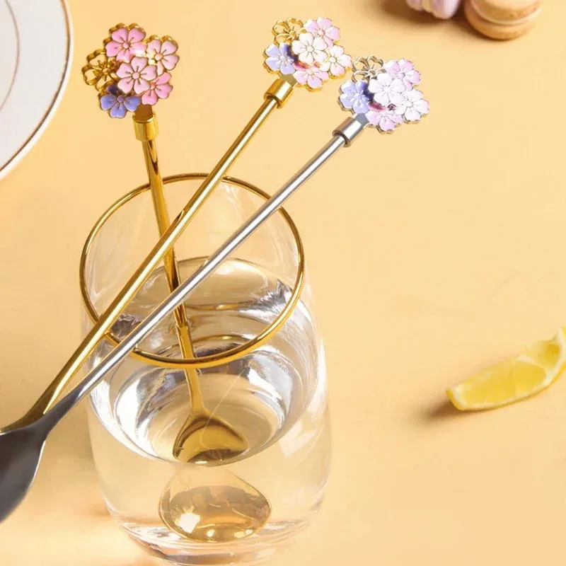 

Creative 304 Stainless Steel Spoon Cherry Blossoms Spoon Coffee Dessert Spoons Christmas Gifts Tableware Decoration Tea Spoon