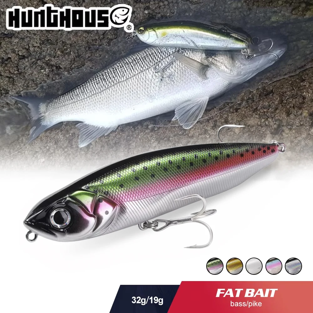 

Hunthouse Topwater Pencil Fishing Lure 100mm/19g 120mm/32g Surface Floating Hard Wobbler For Bass Bluefish Perch Tackle