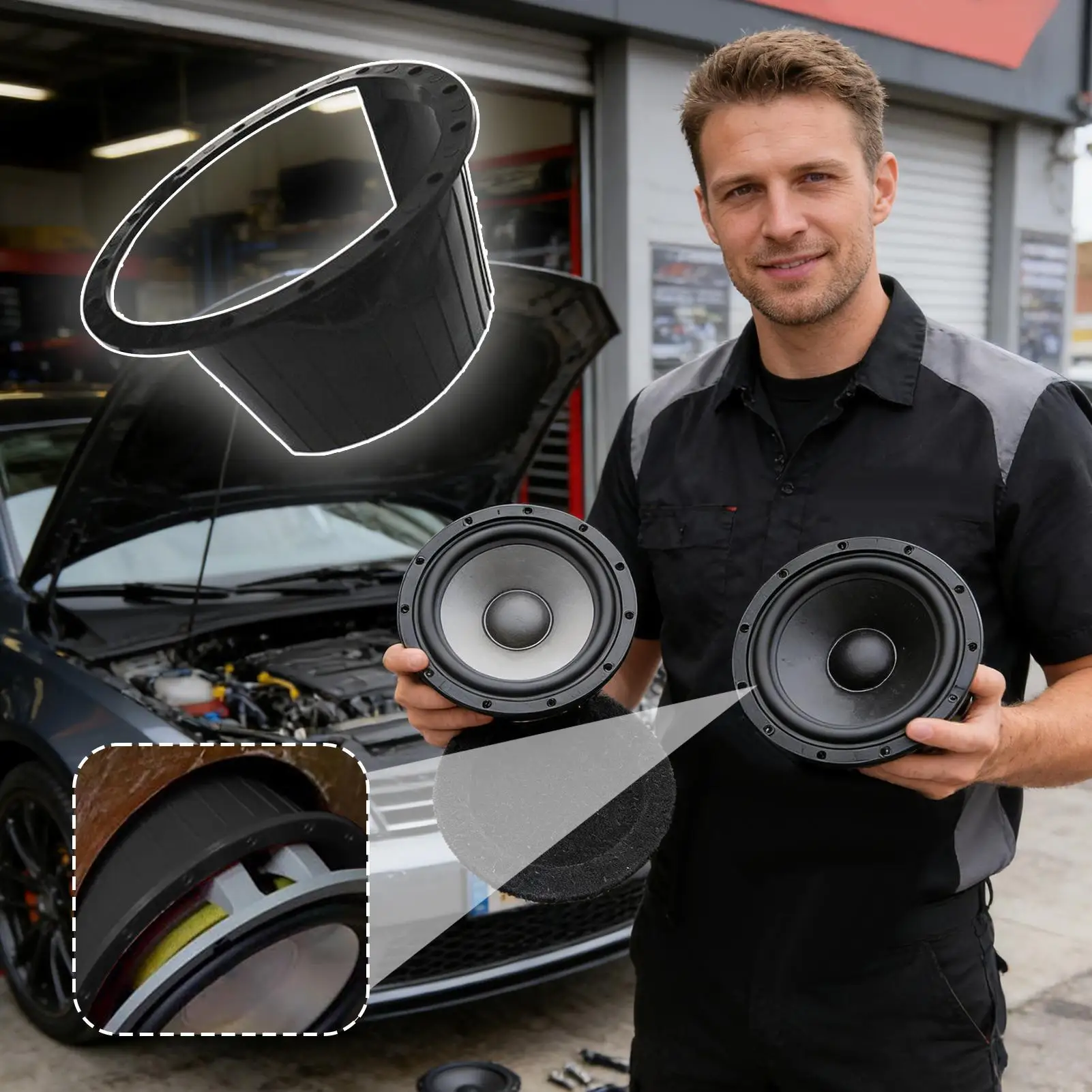 

6,5-дюймовый чехол для автомобильного динамика, водонепроницаемая перегородка, защитная накладка для аудиостерео, звукоизоляция, брызгозащищенный монтажный аксессуар