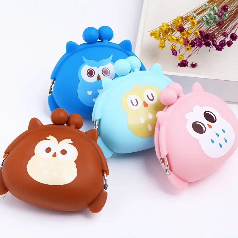 New Owl Cartoon Silicone Coin Purse Bag Girls Smart Fashion Washable Cute Change Purse Wallet Women Decoration Bag Monedas Mujer