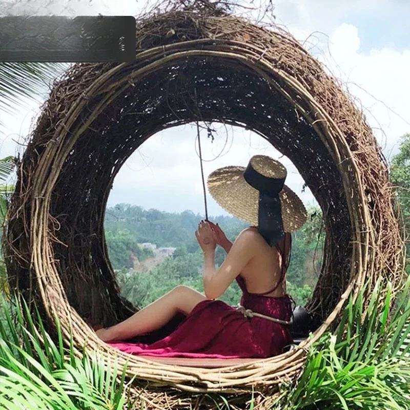 Bird's nest rattan outdoor landscape props, floor-to-ceiling chairs, scenic spots, photo check-in
