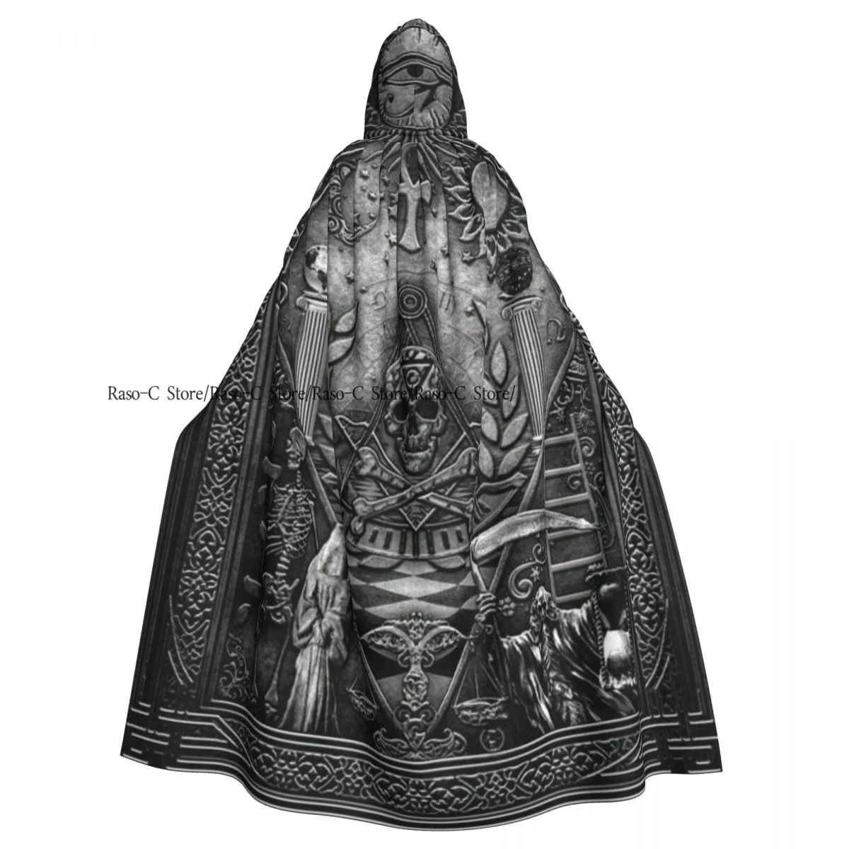 Freemason Ritual Hooded Cloak Polyester Unisex Witch Cape Costume Accessory