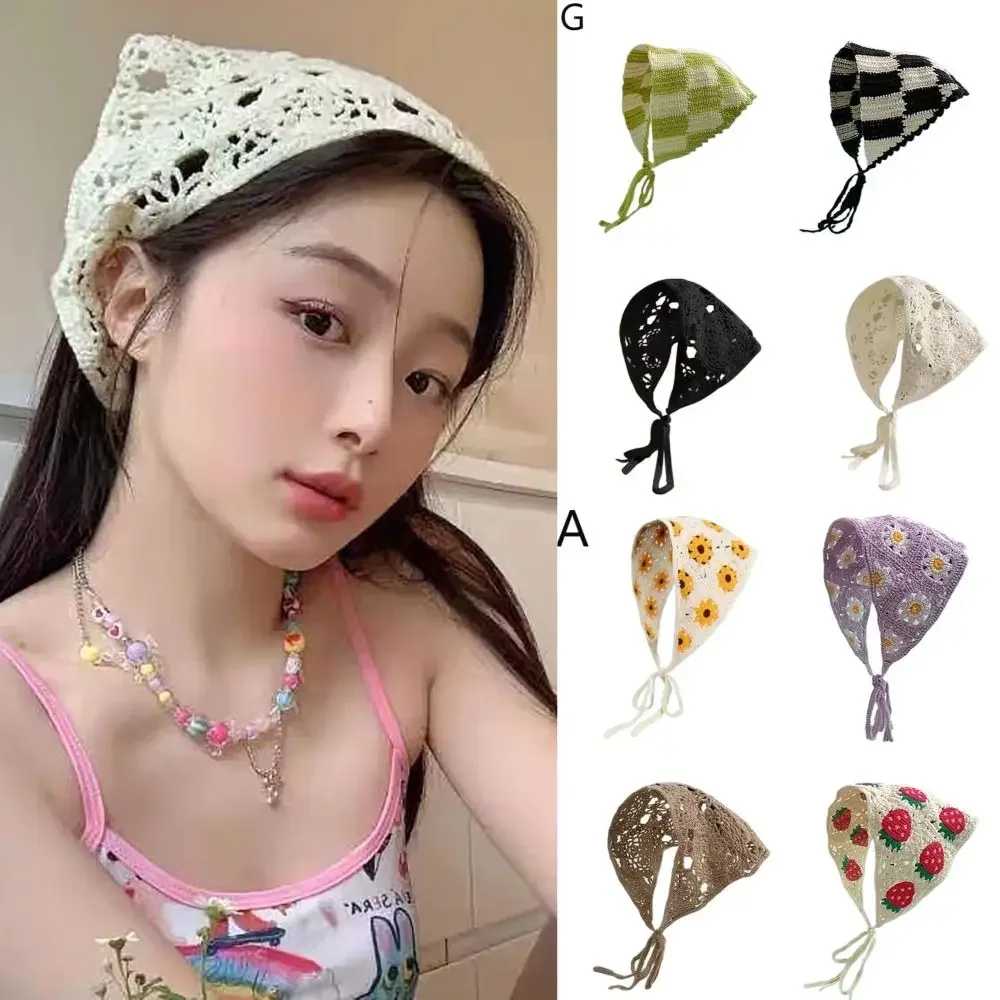Conjunto de diadema de viaje para niña de verano con estilo Pastoral Francés hecho a mano flor fresa pañuelo sombrero
