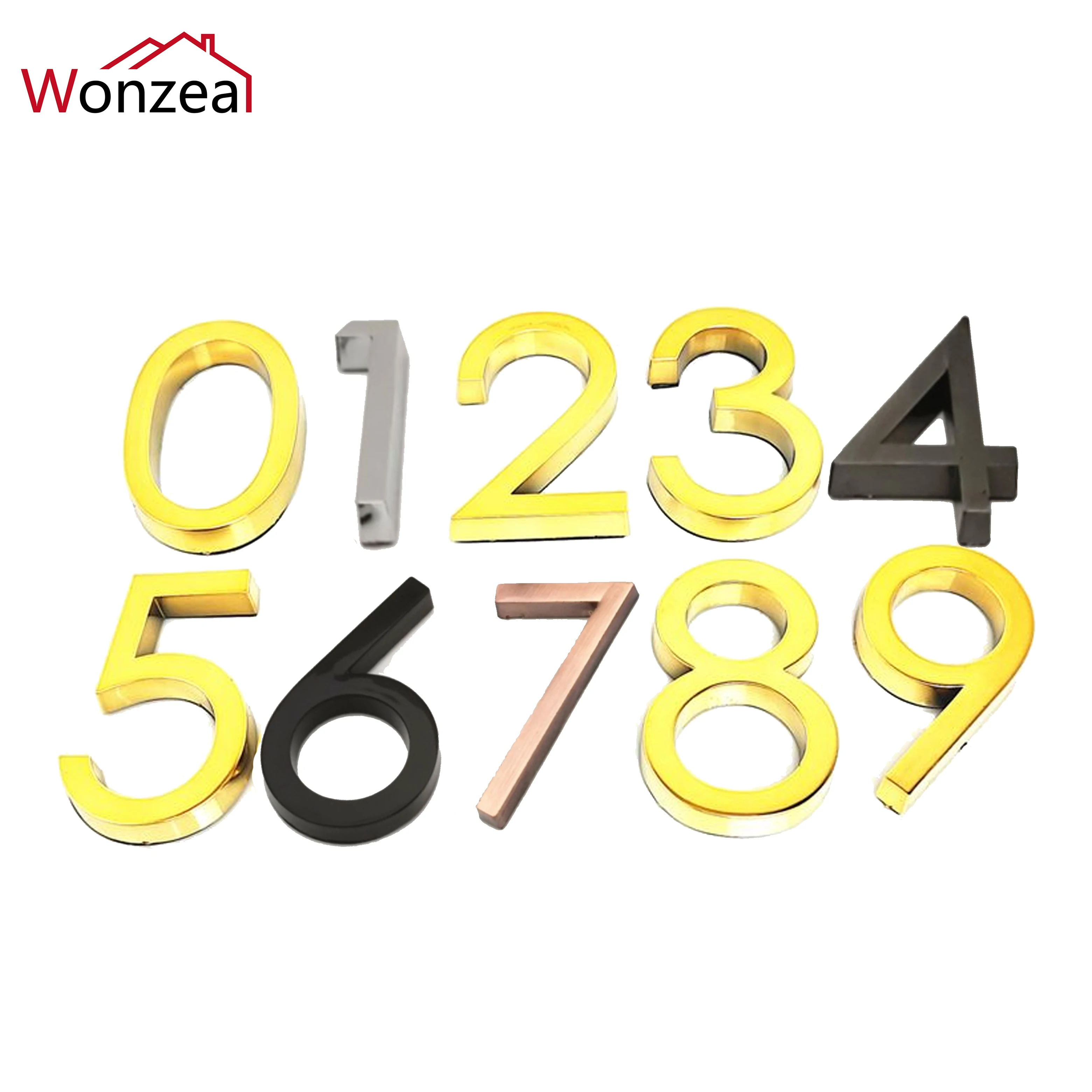 58mm 0123456789 Modern Grey Plaque Number House Hotel Door Address Digits Sticker Plate Sign ABS plastic