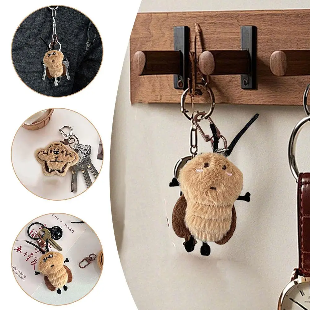 Cartoon Plush Cockroach Keychain Funny Expressions Doll Handbag Shaped Gifts Decoration Pendant Keyring Cockroach Backpack Z9H4