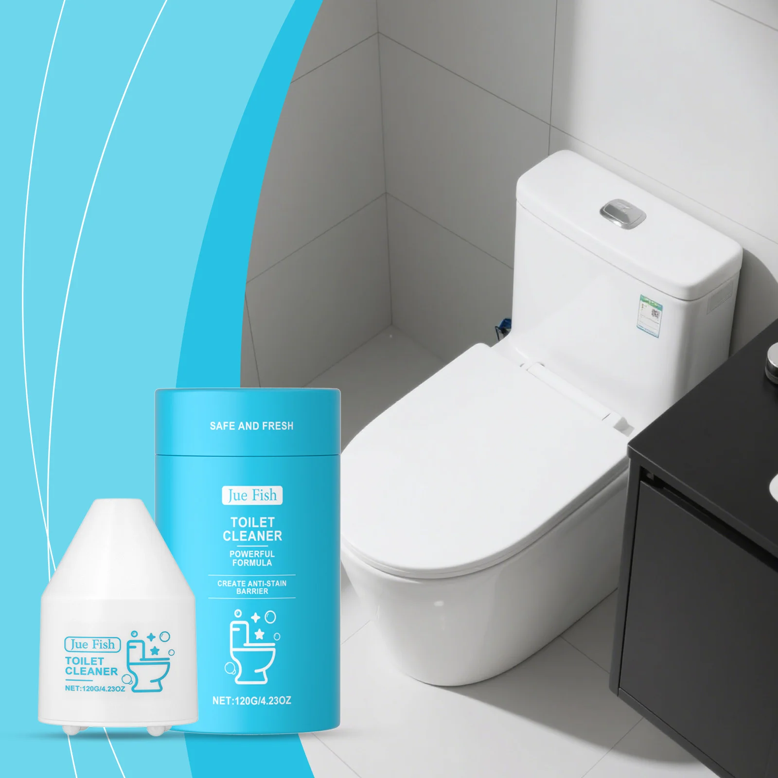 

Toilet Descaling Cleaner Gentle Stain & Scale Removal Auto-Clean for Toilet Bathroom Help Reduce Dirt Residue & Inhibit Odors