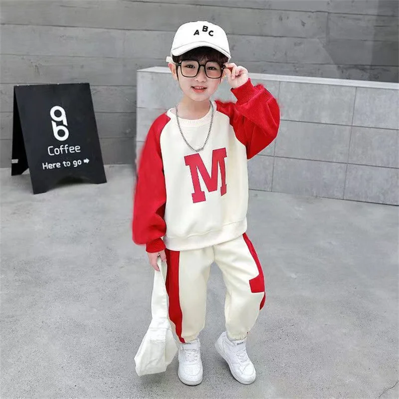 Boys Sweatshirts +Pants Kids Suits 2PCS/Set Cotton 2024 Scoop Spring Autumn Cotton Tracksuits Sport Christmas Gift Children Clot